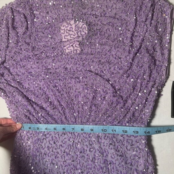 NWT Retrofete Jean Sequin Dress Lavender Purple Beaded Mini Off-Shoulder Medium - Picture 9 of 16